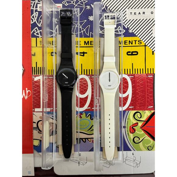 Swatch watches White Hours & Black Minutes GZS10 1995 Worldwide Packagings	NOS - Picture 3 of 7